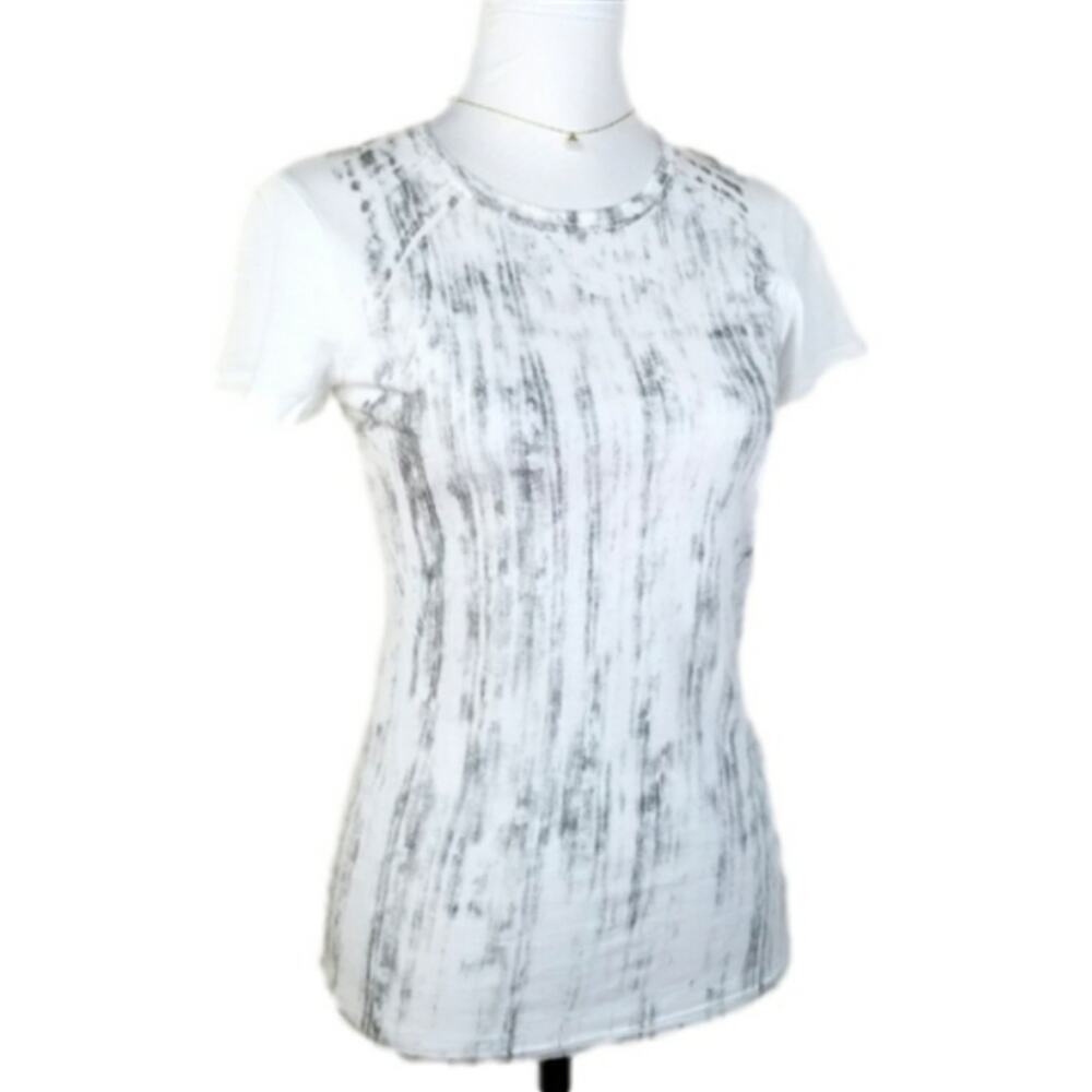 VINCE Women White Gray Baby T Shirt Top XS S Casual Urban Modern Classic NEW